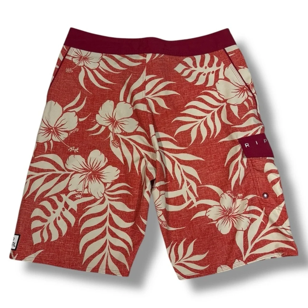 Rip Curl Men’s Hibiscus Board Shorts Red Size Small